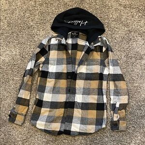Hollister Checkered Shirt with Black Hood